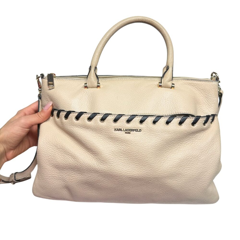 Karl Lagerfeld Paris Whipstitch Leather Satchel